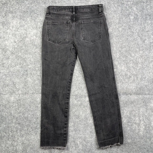 Free People Jeans Size 26 Cropped Black Washed Faded Fray Raw Hem - Picture 8 of 8